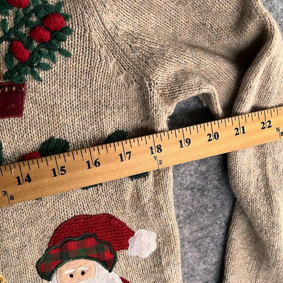 Tiara International Ugly Christmas Sweater‎ Small Holiday Zipper Santa Bird Tan - Picture 10 of 11